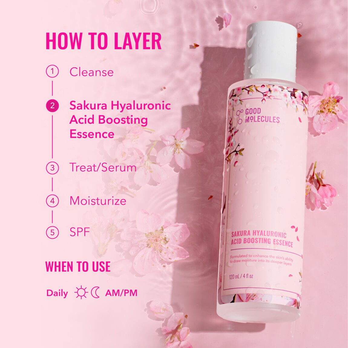Good Molecules Sakura Hyaluronic Acid Boosting Essence 120ml - View 5